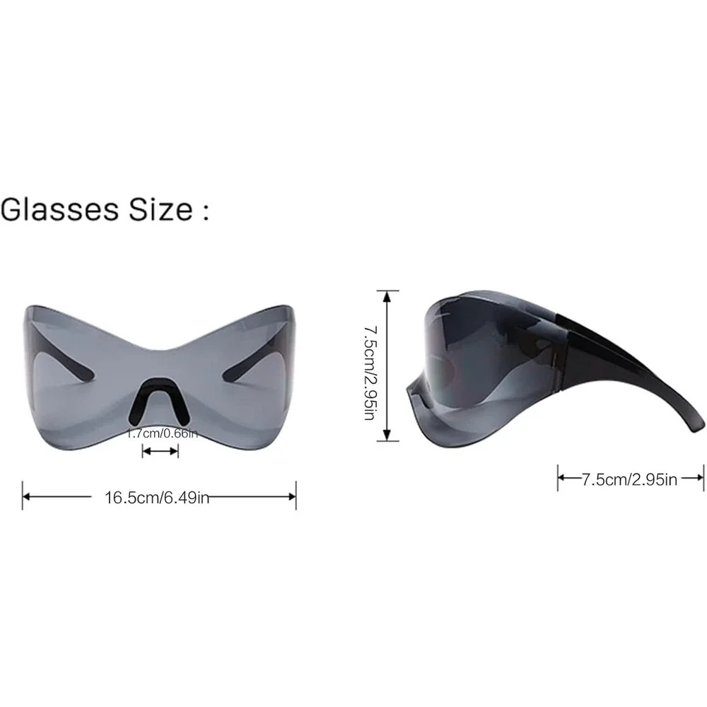 Futuristic Shield Sunglasses Oversized Wrap Luxury Dark Black Lens Hip Hop Gafas